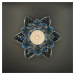 Křišťálové sklo - Svícen lotosový květ Exclusive, Modrá