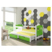 Dětská postel Cotto pro 2 děti, bílá/zelená + matrace ZDARMA!