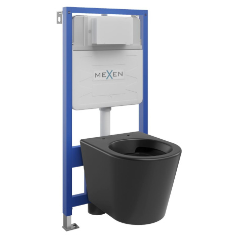 MEXEN/S WC předstěnová instalační sada Fenix Slim s mísou WC Rico, černá mat 6103372XX85