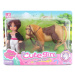 Kůň jezdecký osedlaný + panenka žokejka herní set v krabici plast