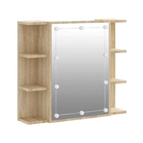 SHUMEE Zrcadlová skříňka s LED, dub sonoma, 70 × 16,5 × 60 cm