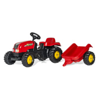 ROLLYTOYS - Šlapací traktor Rolly Kid s vlečkou - červený