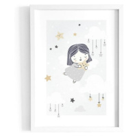 Dětský plakát s motivem děvčátka s hvězdami