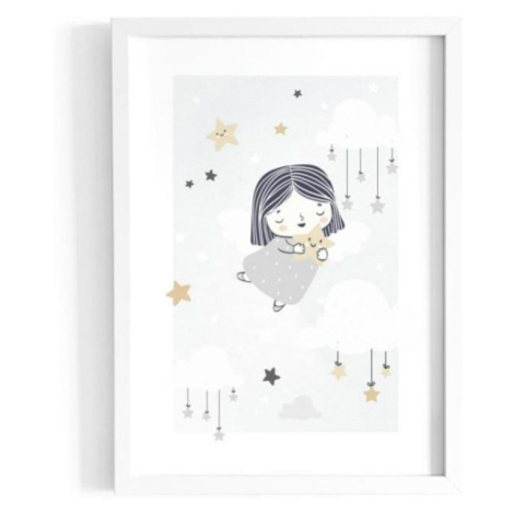 Dětský plakát s motivem děvčátka s hvězdami