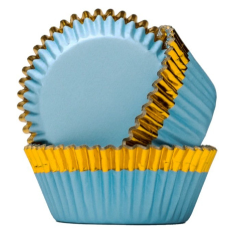 PME cukrářské košíčky s fólií - modrý se zlatým okrajem - 30ks