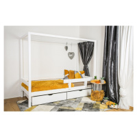 Vyspimese.CZ Dětská postel Míša se zábranou-dva šuplíky Rozměr: 90x200 cm, Barva: bílá