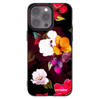 Silikonový černý obal pro Apple iPhone 15 Pro Max - Flowers and Berries