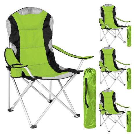 tectake 401297 4 kempingové židle polstrované - zelená - zelená