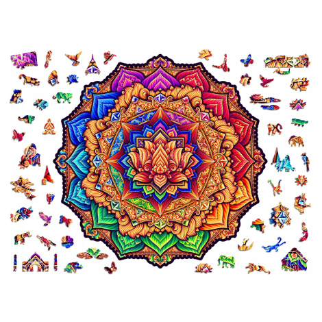 Prémiové dřevěné puzzle pro dospělé Mandala Lotosový květ Ul 600 dílků