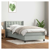 vidaXL Box spring postel s matrací světle šedá 100x220 cm samet