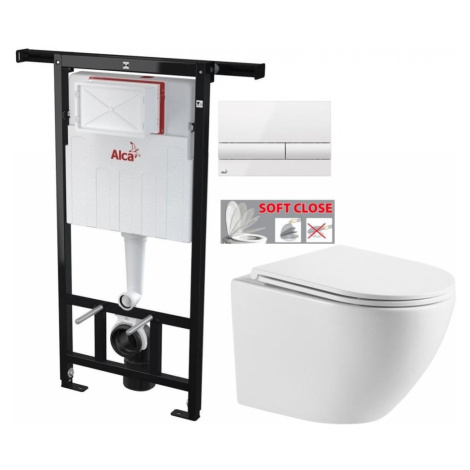 Předstěnový instalační systém s bílým tlačítkem M1710 + WC INVENA LIMNOS /VÍROVÉ SPLACH/ WITH SO Alcaplast