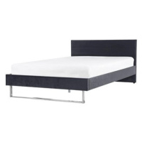 BELIANI postel BELLOU 160 × 200 cm, sametová, šedá