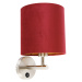 Elegantní nástěnná lampa z oceli s odstínem červeného sametu - mat