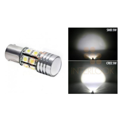 LED auto žárovka 12V BA15S 7,4W CREE Q5 + 12SMD Interlook