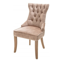 Estila Stylová židle Torino s Chesterfield prošíváním se sametovým potahem hnědé barvy s klepadl