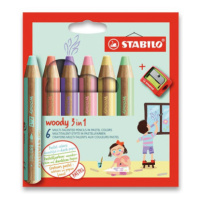 Pastelky Stabilo Woody 3v1, 6 ks