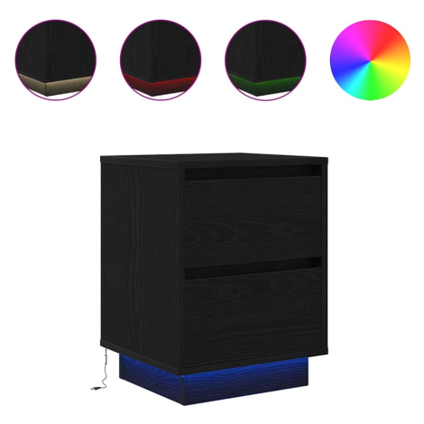 vidaXL Noční skříňka s LED světly černá 38x34x50 cm