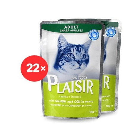 Plaisir Cat kapsička losos + treska 22 × 100 g