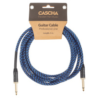 Cascha Professional Line Guitar Cable, Straight, Tweed Blue, 3 m