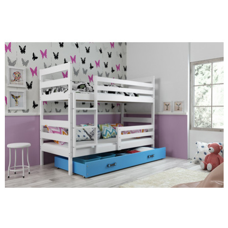 Dětská patrová postel ERYK 160x80 cm Modrá Bílá BMS