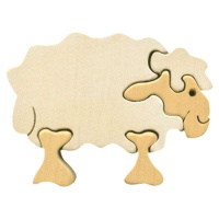 Fauna Dřevěné vkládací puzzle z masivu Malá ovečka bílá