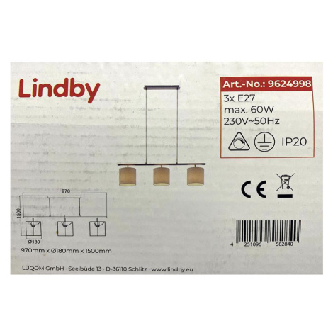 Lindby Lindby - Lustr na lanku ZALIA 3xE27/60W/230V