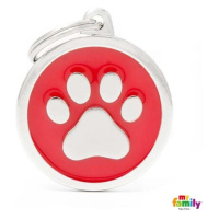 My Family MF RED BIG CIRCLE PAW 3,93x3,17 cm gravírovateľný přívěsek