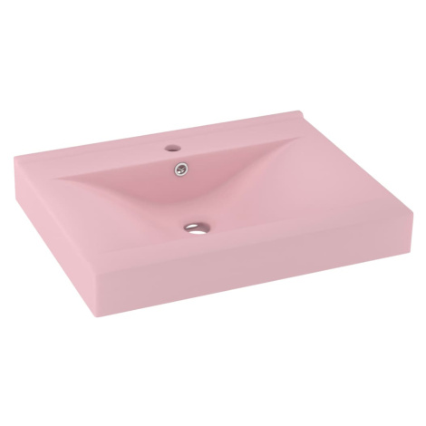 vidaXL Luxusní umyvadlo otvor na baterii matné růžové 60x46cm keramika