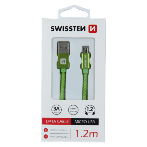 Datový kabel Swissten Textile USB/MicroUSB, 1,2m, zelený