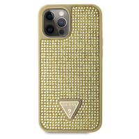 Guess Rhinestones Triangle Metal Logo kryt pro iPhone 12 Pro Max zlatý