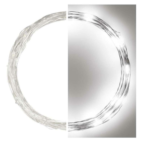 EMOS LED vánoční nano řetěz stříbrný, 4 m, venkovní i vnitřní, studená bílá, časovač D3AC02