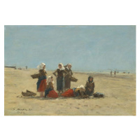 Obrazová reprodukce Women on the Beach at Berck, 1881, Eugene Louis Boudin, 40 × 26.7 cm