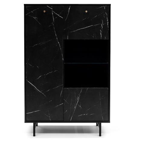 GAB Vitrínová skříň VEROLA WIT90, 90 cm Barva dřeva: Černá Mramor GAB nábytek