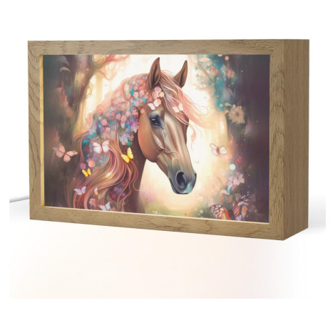 OnlyWow NOČNÍ LAMPIČKA Kůň - Příroda - Květiny - Motýli - Les 30x20 cm