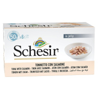 Výhodné balení Schesir Small v želé 24 x 50 g - tuňák s lososem