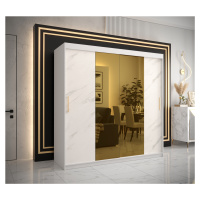 Šatní skříň Abi Golden T1 Barva korpusu: Bílá, Rozměry: 200 cm, Dveře: Bílý Marmur + zlaté zrcad