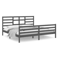 Rám postele šedý masivní dřevo 200 × 200 cm, 3105882