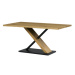 Jídelní stůl 160x90x76 cm, deska s dekorem dub, černá kovová podstava