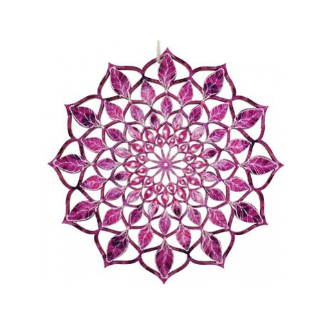 AMADEA Dřevěná dekorace mandala fialová 9 cm