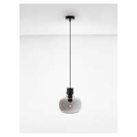 NOVA LUCE závěsné svítidlo CINZIA kouřové sklo černý kabel černá kovová základna E27 1x12W 230V 