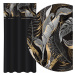 Klasický černý závěs s potiskem šedých a zlatých listů Šířka: 160 cm | Délka: 270 cm