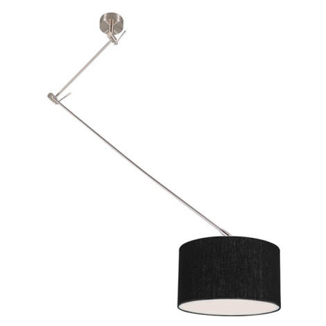 Závěsná lampa ocelová se stínidlem 35 cm nastavitelná černá - Blitz I. QAZQA