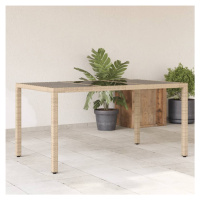 vidaXL Zahradní stůl se skleněnou deskou béžový 150x90x75 cm polyratan