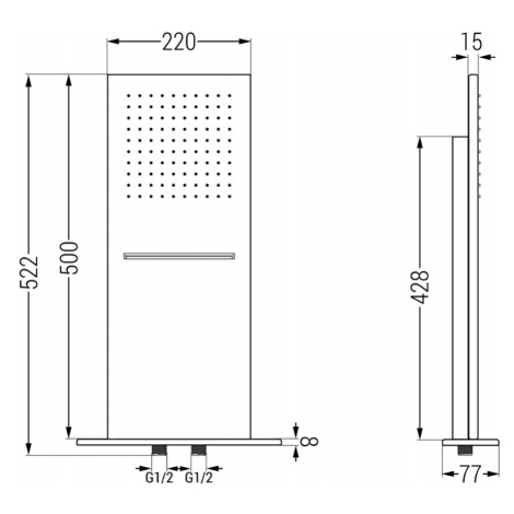 MEXEN Vodopád hlavová sprcha slim 50x22 cm růžové zlato 79190-60