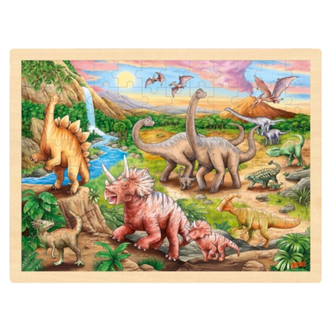 Dřevěné puzzle Dinosauří stezka 96 dílků Goki