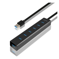 AXAGON HUE-SA7BP, 7x USB 3.0 ALU CHARGING hub, vč. AC adaptéru, kabel USB-A 40cm