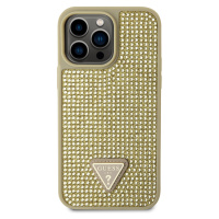 Zadní kryt Guess Rhinestones Triangle Metal Logo pro Apple iPhone 15 Pro Max, gold