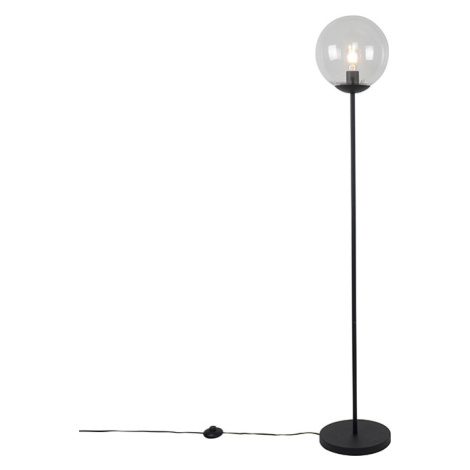 Stojací lampa ve stylu Art Deco černá s čirým sklem - Pallon Mezzi QAZQA