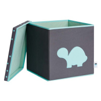 LOVE IT STORE IT - Úložný box na hračky s krytem - šedý, zelená želva