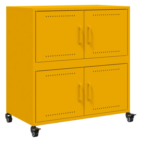 vidaXL Příborník hořčicově žlutý 68 x 39 x 72 cm ocel